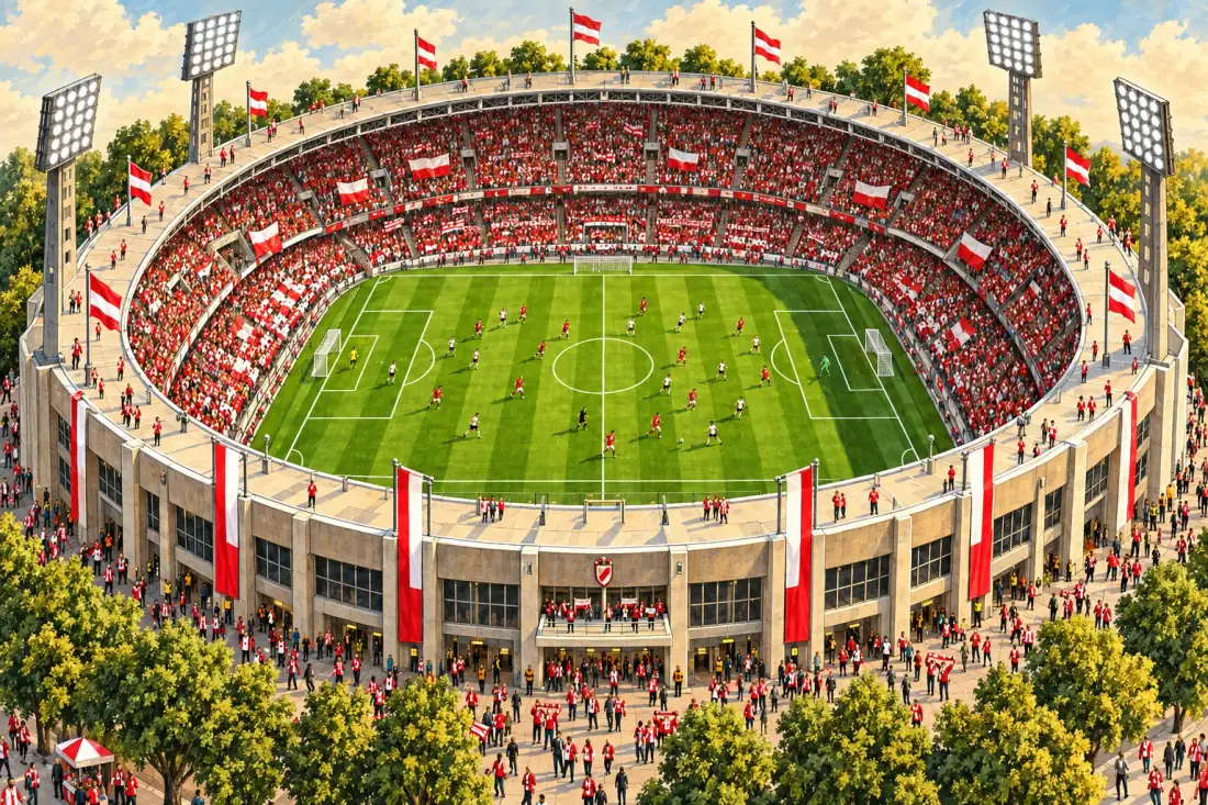 Pełne trybuny stadionu.